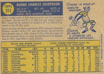 1970 O-Pee-Chee #263 Duane Josephson Back