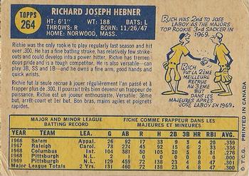 1970 O-Pee-Chee #264 Rich Hebner Back
