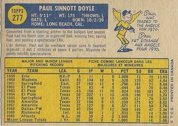 1970 O-Pee-Chee #277 Paul Doyle Back