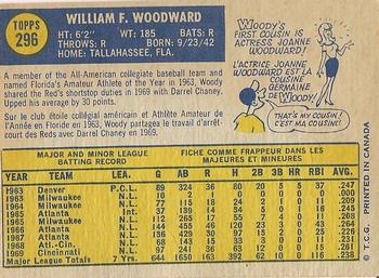 1970 O-Pee-Chee #296 Woody Woodward Back