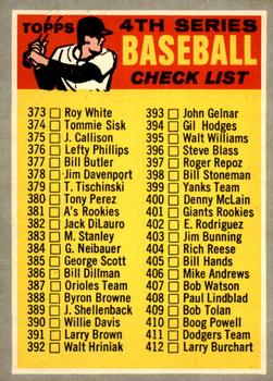 1970 O-Pee-Chee #343 Checklist: 373-459 Front