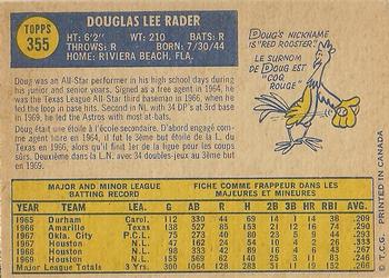 1970 O-Pee-Chee #355 Doug Rader Back