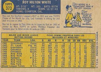 1970 O-Pee-Chee #373 Roy White Back