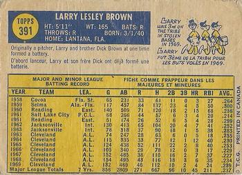 1970 O-Pee-Chee #391 Larry Brown Back