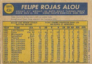 1970 O-Pee-Chee #434 Felipe Alou Back