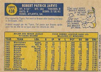 1970 O-Pee-Chee #438 Pat Jarvis Back