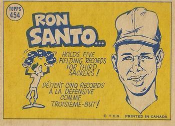 1970 O-Pee-Chee #454 Ron Santo Back