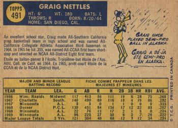 1970 O-Pee-Chee #491 Graig Nettles Back