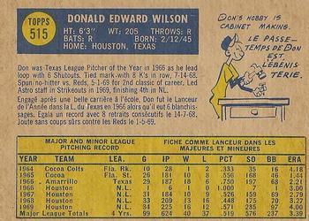 1970 O-Pee-Chee #515 Don Wilson Back