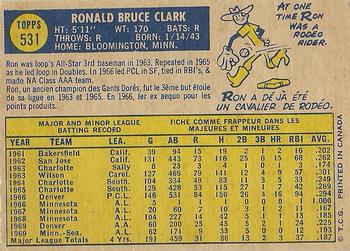 1970 O-Pee-Chee #531 Ron Clark Back