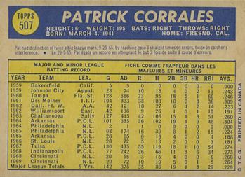 1970 O-Pee-Chee #507 Pat Corrales Back
