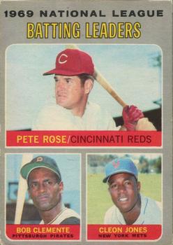 1970 O-Pee-Chee #61 1969 National League Batting Leaders (Pete Rose / Bob Clemente / Cleon Jones) Front