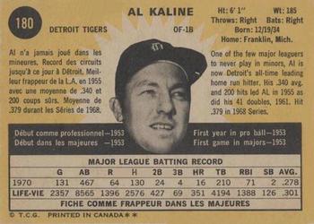 1971 O-Pee-Chee #180 Al Kaline Back