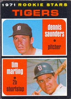 1971 O-Pee-Chee #423 Tigers 1971 Rookie Stars (Dennis Saunders / Tim Marting) Front