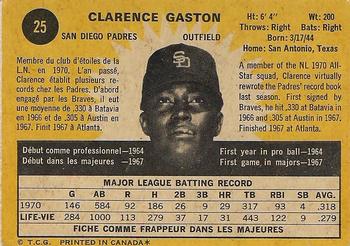 1971 O-Pee-Chee #25 Clarence Gaston Back