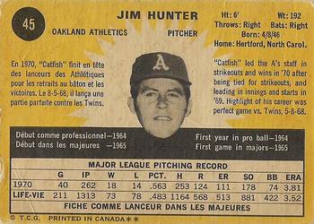 1971 O-Pee-Chee #45 Jim Hunter Back
