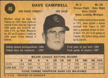 1971 O-Pee-Chee #46 Dave Campbell Back