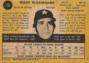 1971 O-Pee-Chee #79 Wade Blasingame Back