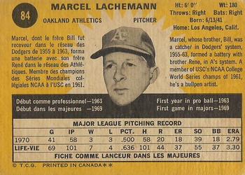 1971 O-Pee-Chee #84 Marcel Lachemann Back