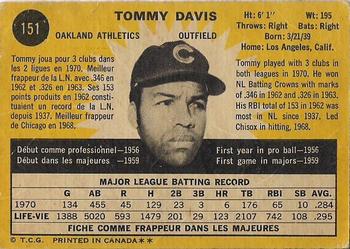 1971 O-Pee-Chee #151 Tommy Davis Back