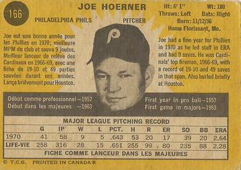 1971 O-Pee-Chee #166 Joe Hoerner Back