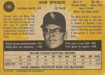 1971 O-Pee-Chee #186 Bob Spence Back
