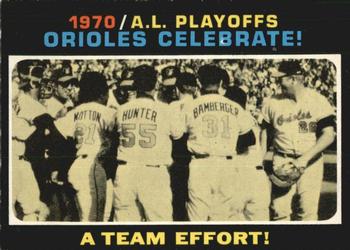1971 O-Pee-Chee #198 AL Playoffs Summary - Orioles Celebrate! Front