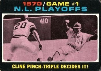 1971 O-Pee-Chee #199 NL Playoffs Game 1 - Cline Pinch-Triple Decides It! Front