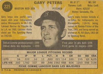 1971 O-Pee-Chee #225 Gary Peters Back
