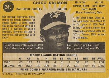 1971 O-Pee-Chee #249 Chico Salmon Back