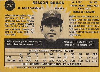 1971 O-Pee-Chee #257 Nelson Briles Back
