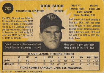 1971 O-Pee-Chee #283 Dick Such Back