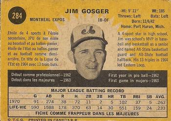 1971 O-Pee-Chee #284 Jim Gosger Back