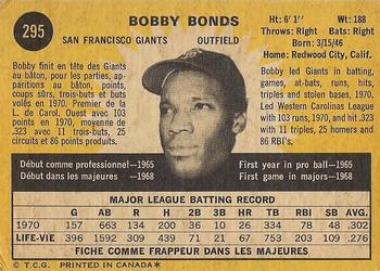 1971 O-Pee-Chee #295 Bobby Bonds Back