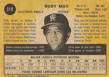 1971 O-Pee-Chee #318 Rudy May Back