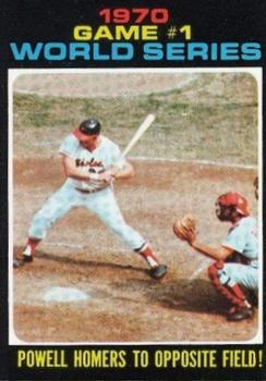 1971 O-Pee-Chee #327 World Series Game 1 - Powell Homers to Opposite Field! Front