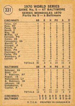 1971 O-Pee-Chee #331 World Series Game 5 - B. Robinson Commits Robbery! Back