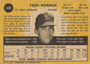 1971 O-Pee-Chee #348 Fred Norman Back