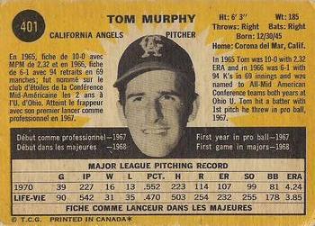 1971 O-Pee-Chee #401 Tom Murphy Back