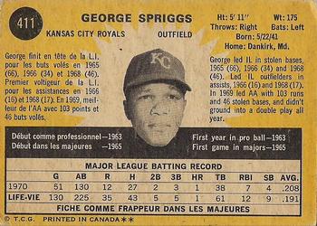 1971 O-Pee-Chee #411 George Spriggs Back