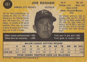 1971 O-Pee-Chee #451 Joe Keough Back