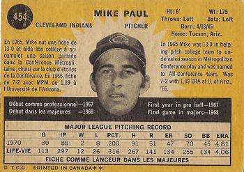 1971 O-Pee-Chee #454 Mike Paul Back