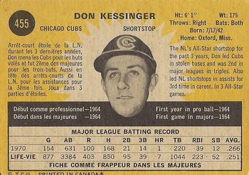 1971 O-Pee-Chee #455 Don Kessinger Back