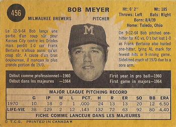 1971 O-Pee-Chee #456 Bob Meyer Back