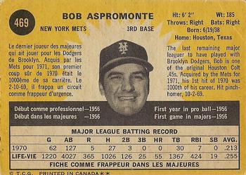 1971 O-Pee-Chee #469 Bob Aspromonte Back