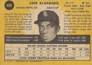 1971 O-Pee-Chee #489 Luis Alvarado Back