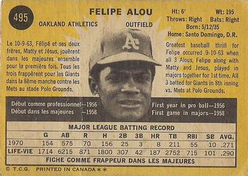 1971 O-Pee-Chee #495 Felipe Alou Back