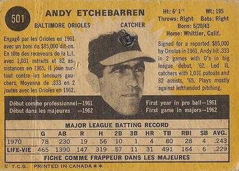 1971 O-Pee-Chee #501 Andy Etchebarren Back