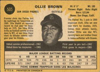 1971 O-Pee-Chee #505 Ollie Brown Back