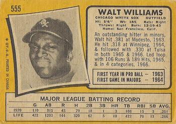 1971 O-Pee-Chee #555 Walt Williams Back